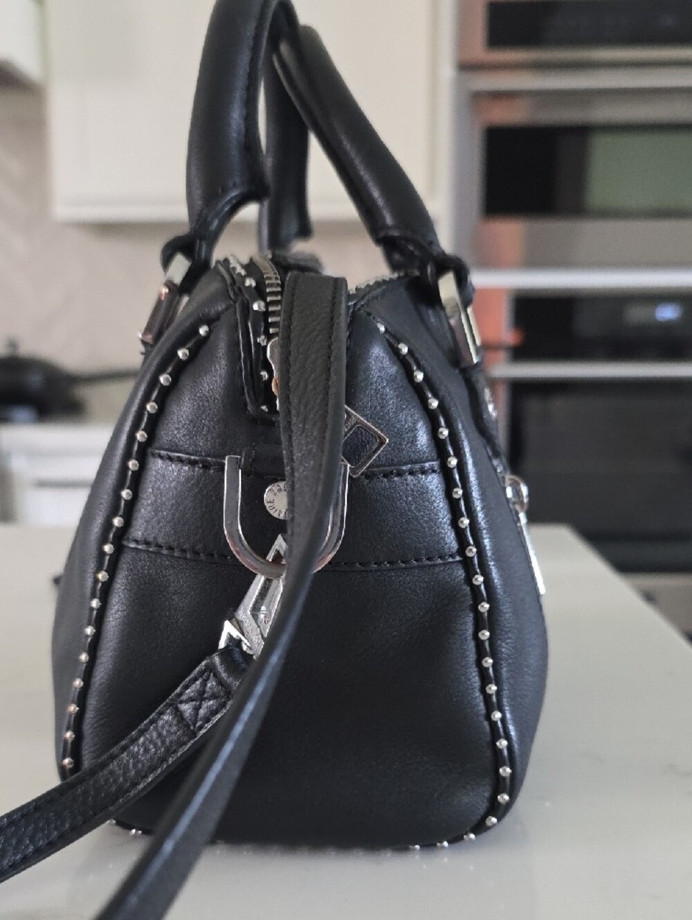 Zadig & Voltaire Black Leather Satchel with Studs and Wing Emblem - Picture 6 of 6